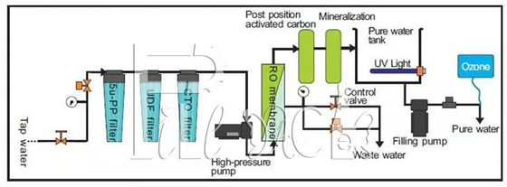 Минеральный этап автомата 9 воды RO с мембраной 4040